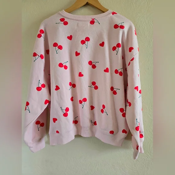 NWT! Grayson Threads, Pink Cherry Print Sweatshirt, Size Medium - Picture 2 of 6